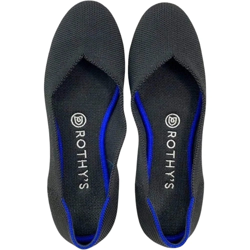 Rothy's Round Toe Black Ballet Flats Slip On Shoes SIZE US W9.5